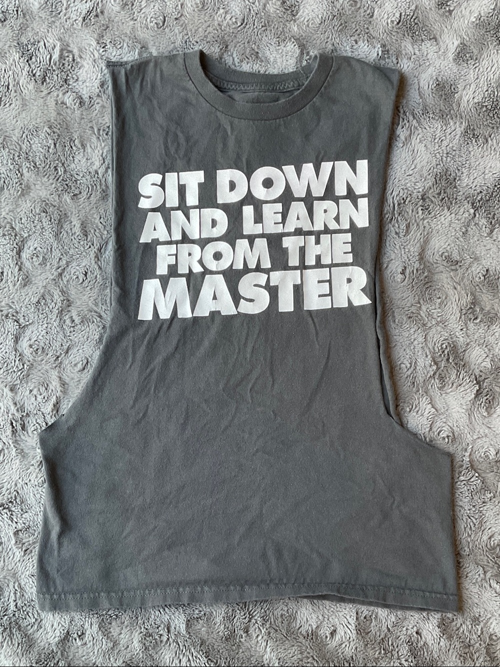 Nike Charcoal Gray Muscle Tee with White Slogan